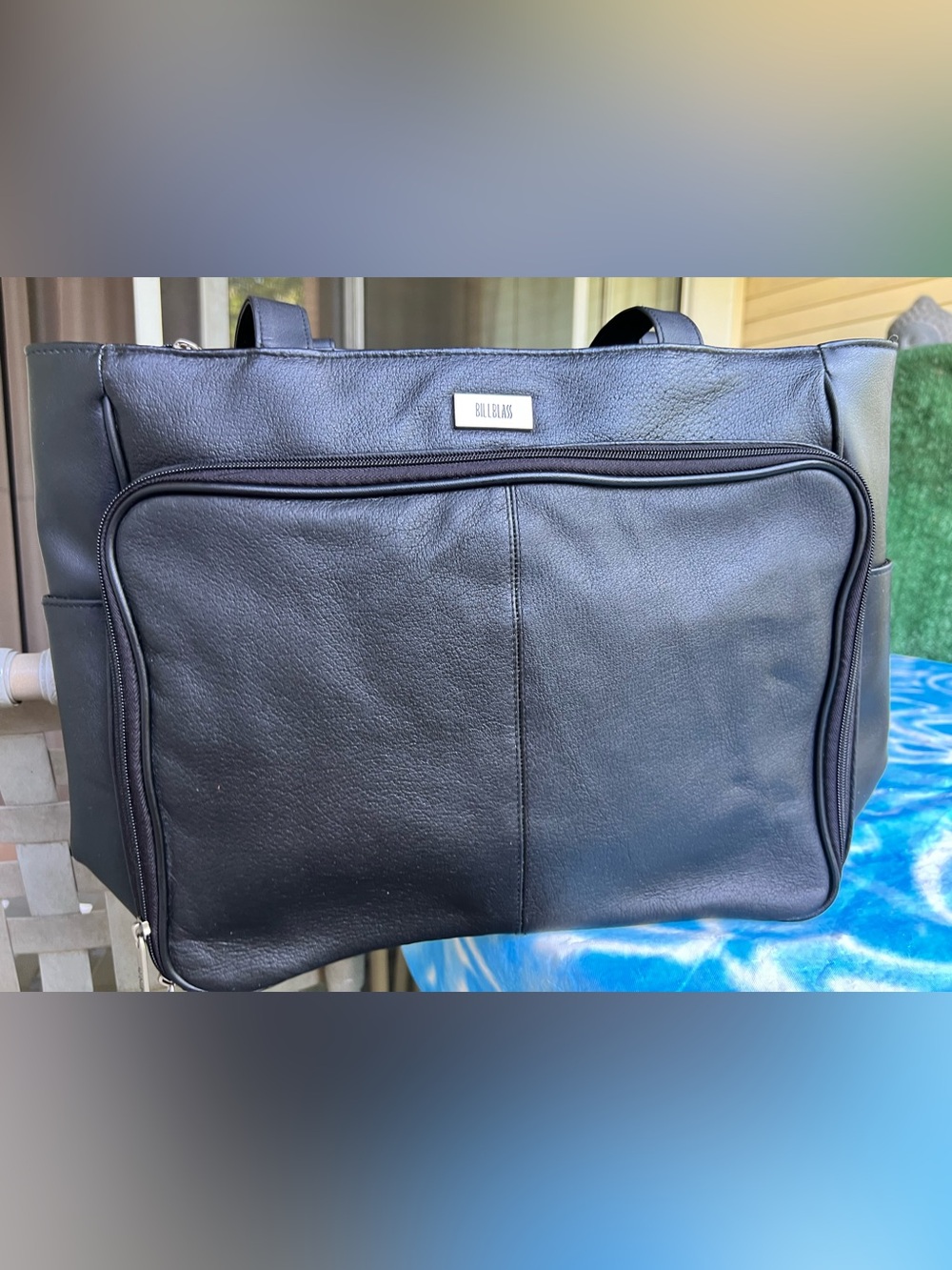 bill blass Black Leather Laptop Tote